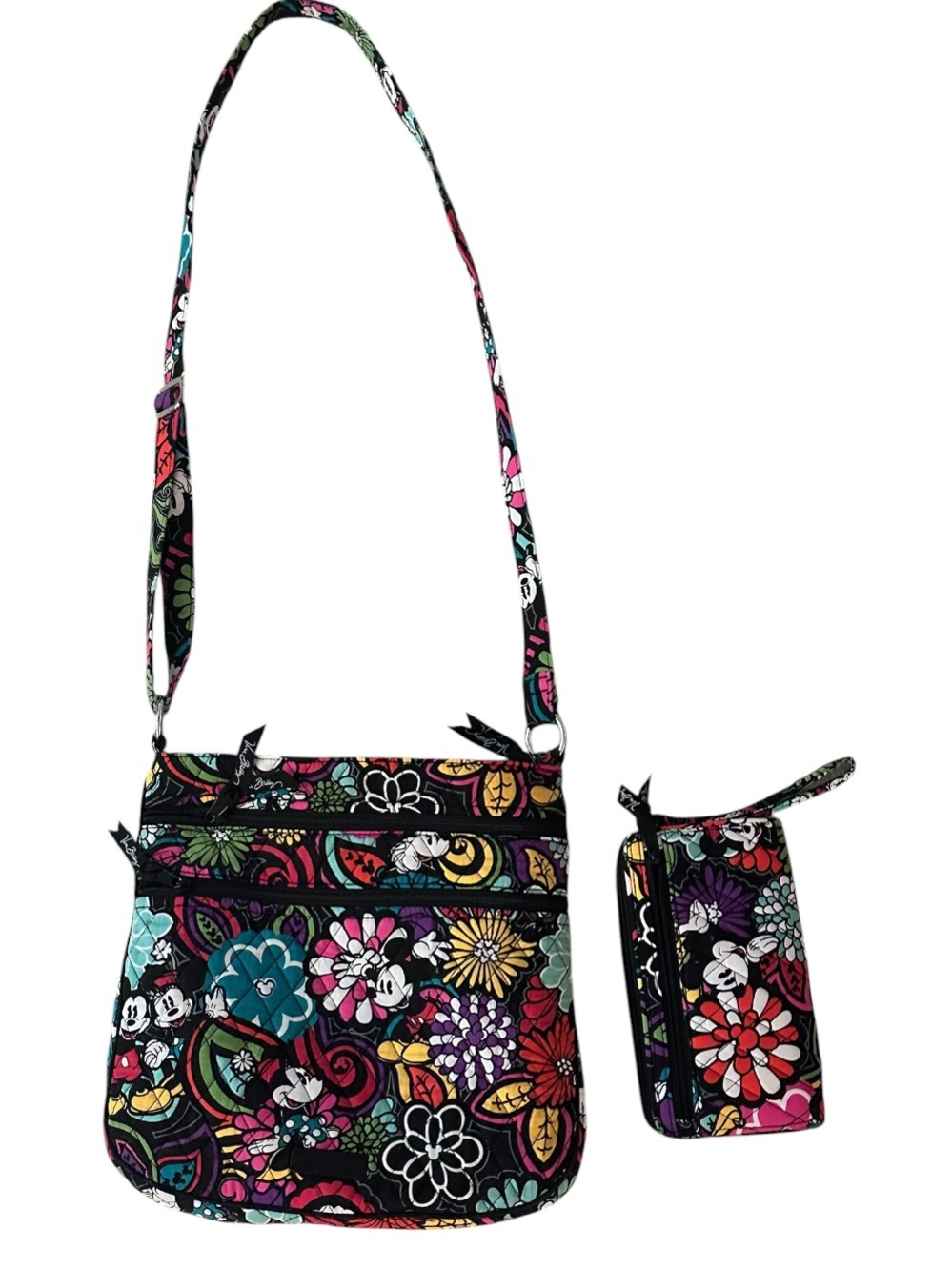 Vera Bradley Disney Mickey Mouse Floral Crossbody Bag and Wristlet Set